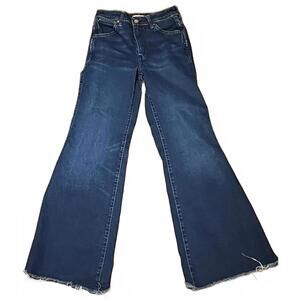 Wrangler Women Wanderer 622 Denim Jean 25x34 High Rise Flare Wide Leg Dark Blue